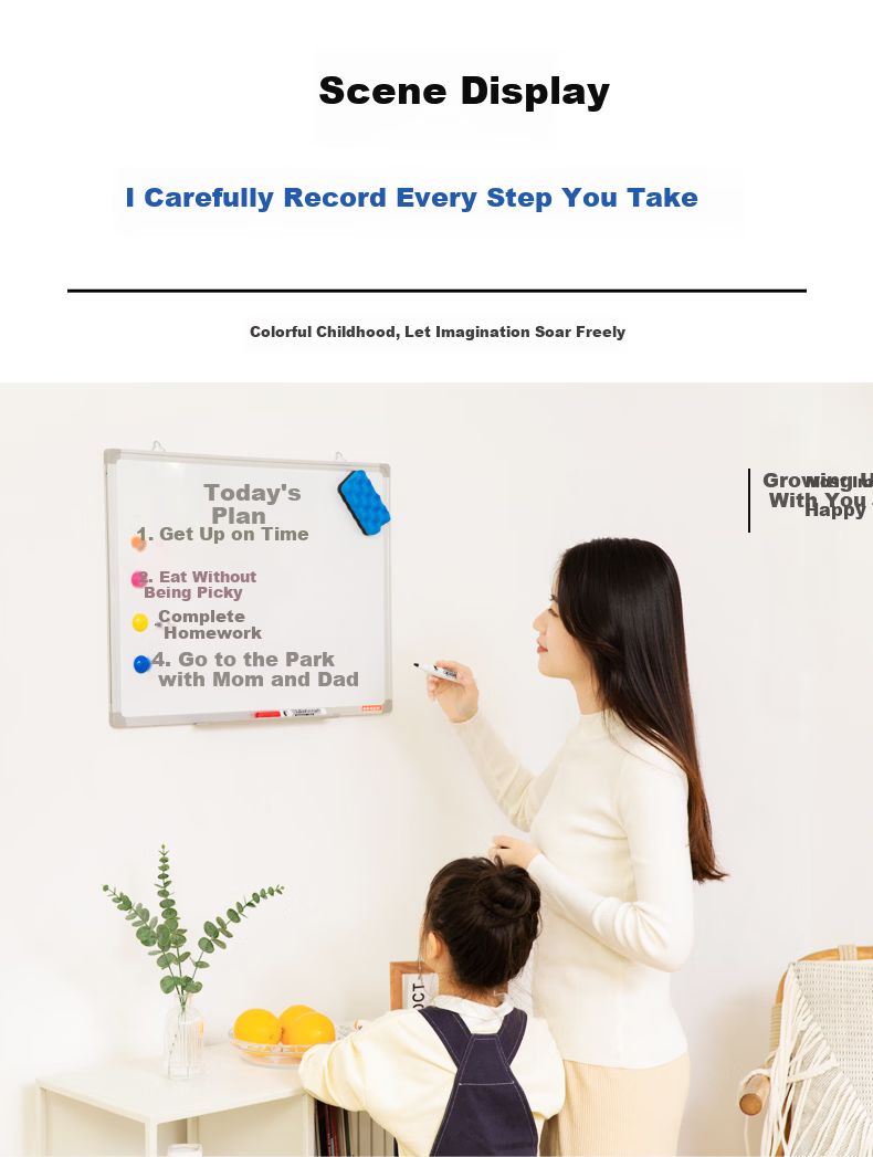 BBNEW 100x150cm Solid Fiberboard Core Whiteboard Easy-to-Erase Magnetic Office Teaching Meeting Wall-Mounted Writing Board Home Kids Blackboard NEWXW100150 8