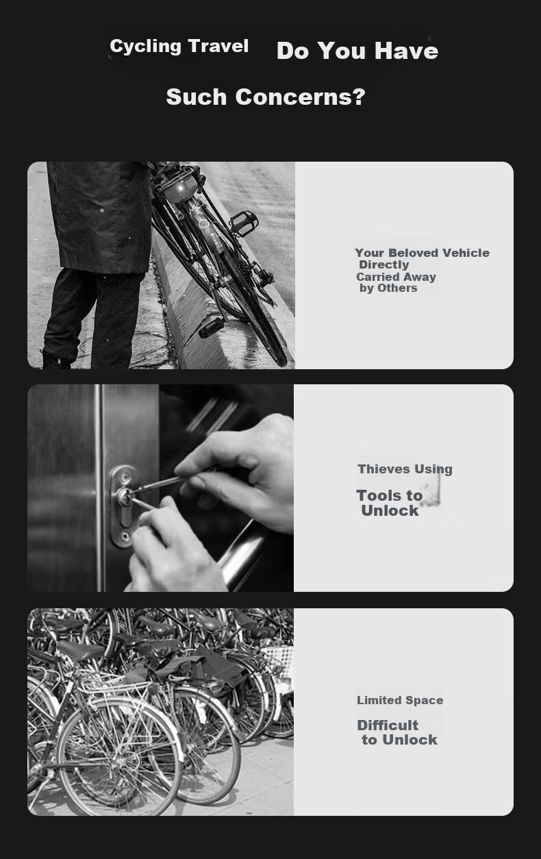Huangchi Heavy-Duty Anti-Cut Chain Lock for Bicycle, Door, Glass Door, Electric Vehicle, Motorcycle, Anti-Theft 3