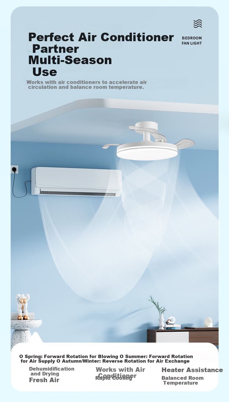 NVC Bedside Fan Light Ceiling Fan Lighting Bedroom Living Room Dining Room Smart Control Level 1 Energy Efficiency 48 Inch 100W Installation Included 8