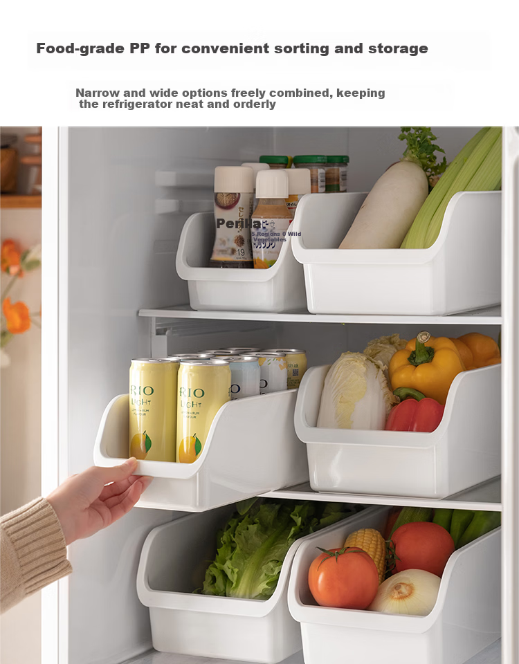 Lanjiaoluo Refrigerator Storage Box, Kitchen Freezer Container, Household Vegetable And Fruit Egg Organizer Box, Storage without Dividers, Large Size 1