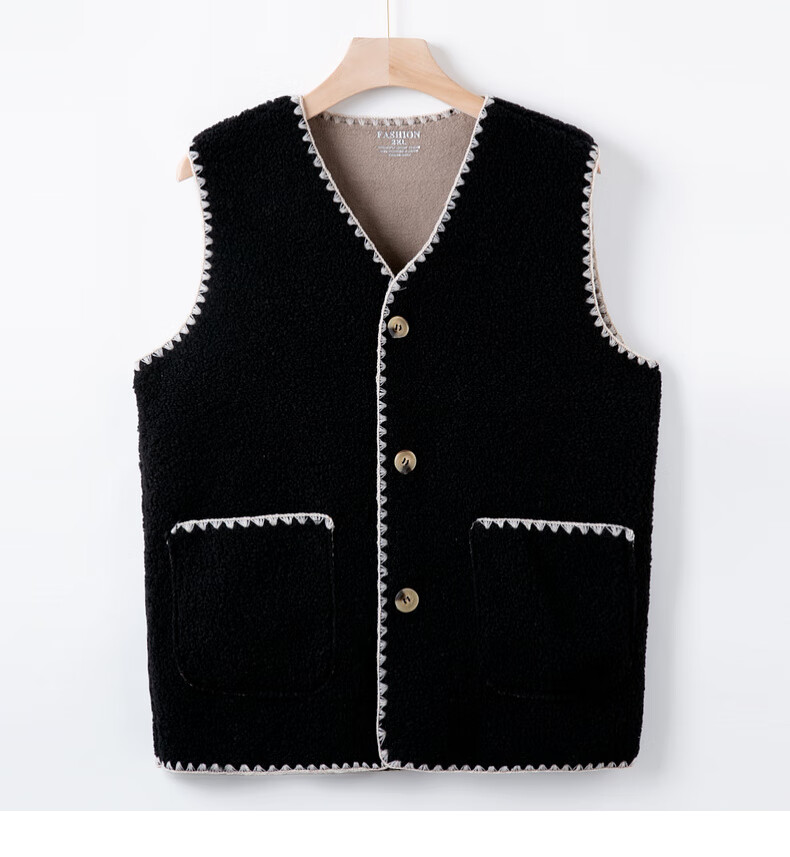 Fengxiao Middle-aged and Elderly Women's Autumn Vest New Stylish Autumn Winter Sleeveless Casual Solid Color Fleece Vest for Mom 8