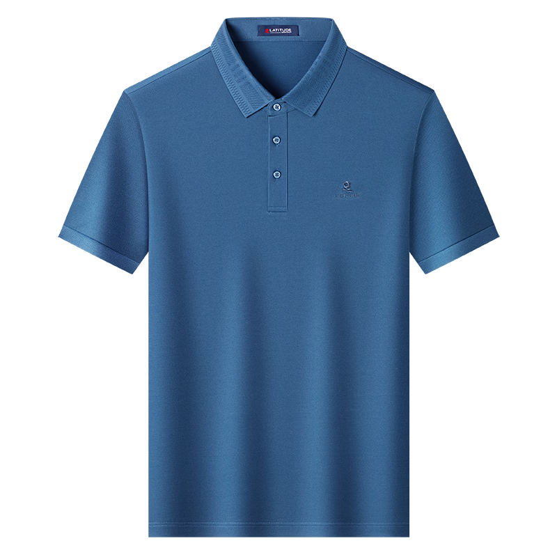MONTAGUT Summer Men's Polo Shirt Short Sleeve Cool Breathable Business Casual T-Shirt Father's Day Gift Sea Blue 2XL/54