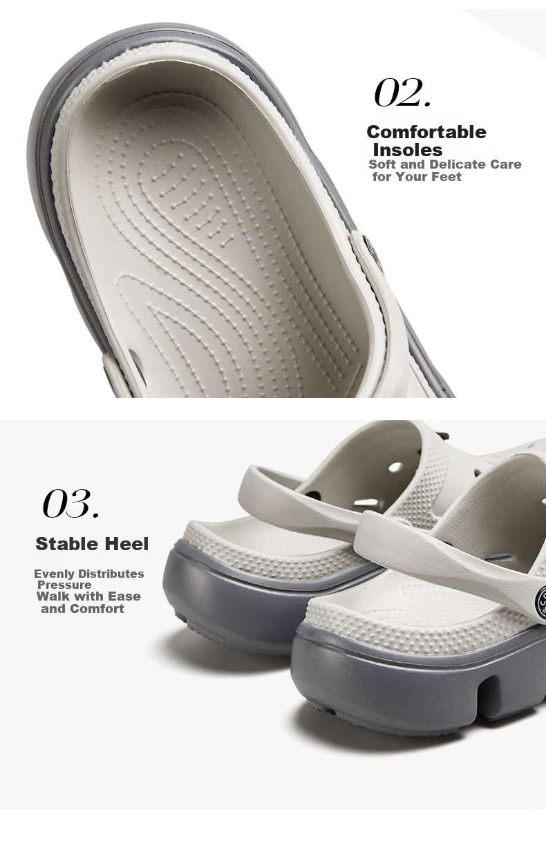 Yierkang Men's Casual Breathable Hole Shoes Soft Sole Comfortable Outdoor Slippers YM41I189 Black/Grey Size 40 10