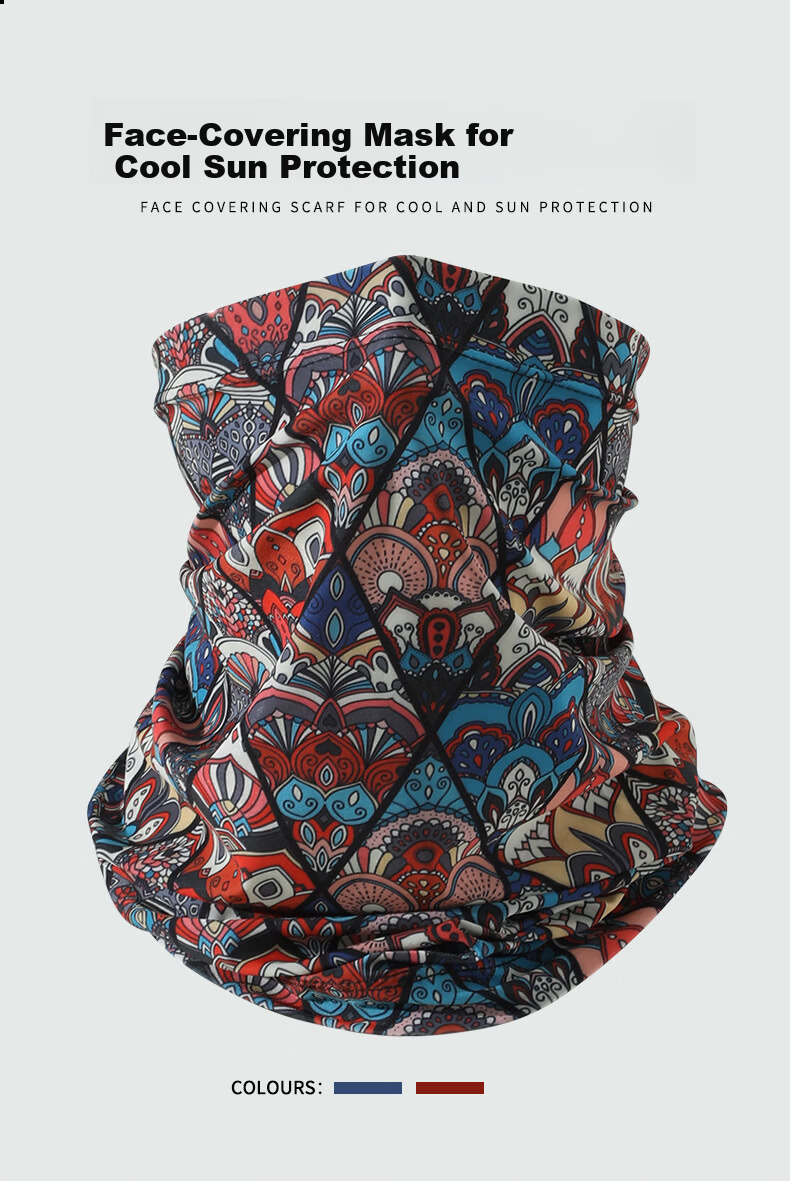 Nanjiren Men's Summer Cycling Sun Protection Face Mask Thin Outdoor Face and Neck Guard Ice Silk Cycling Mask Headscarf Neck Gaiter Tibet 1