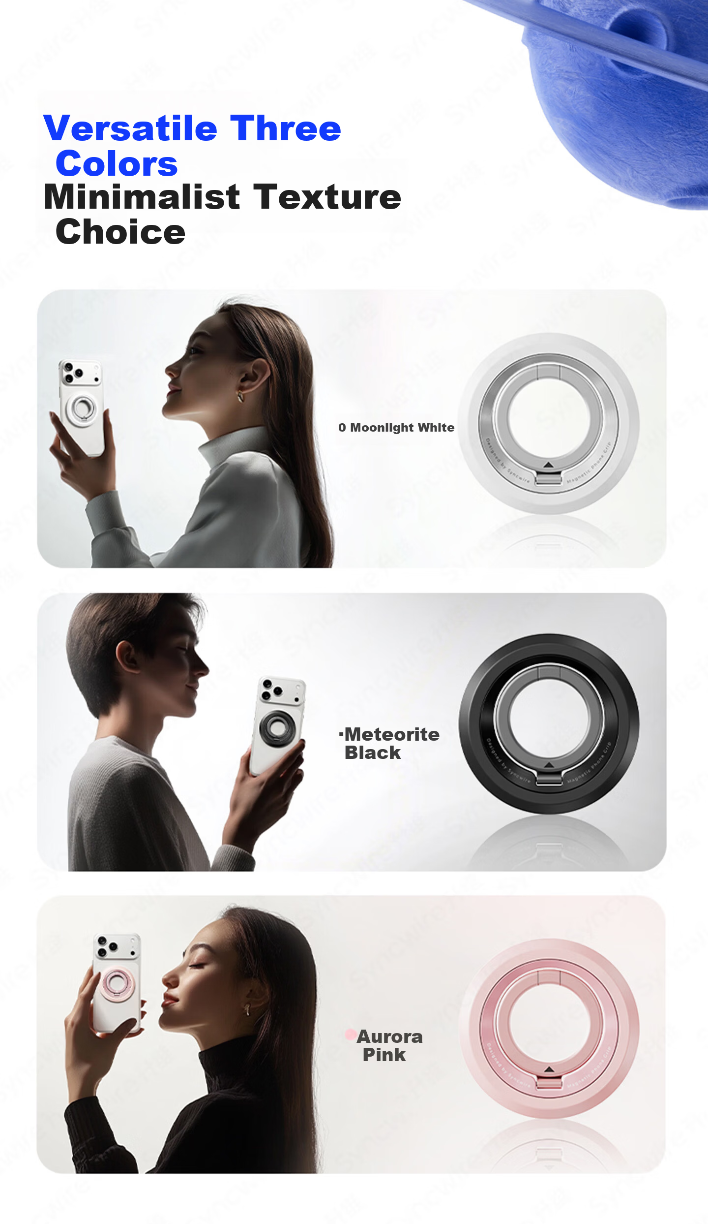 Dimensional Dual-Ring Phone Holder Pro Magnetic Ring Buckle Magsafe 360° Infinite Rotation Stress Relief Portable Adhesive for Apple Huawei Desktop Photography Tool 20