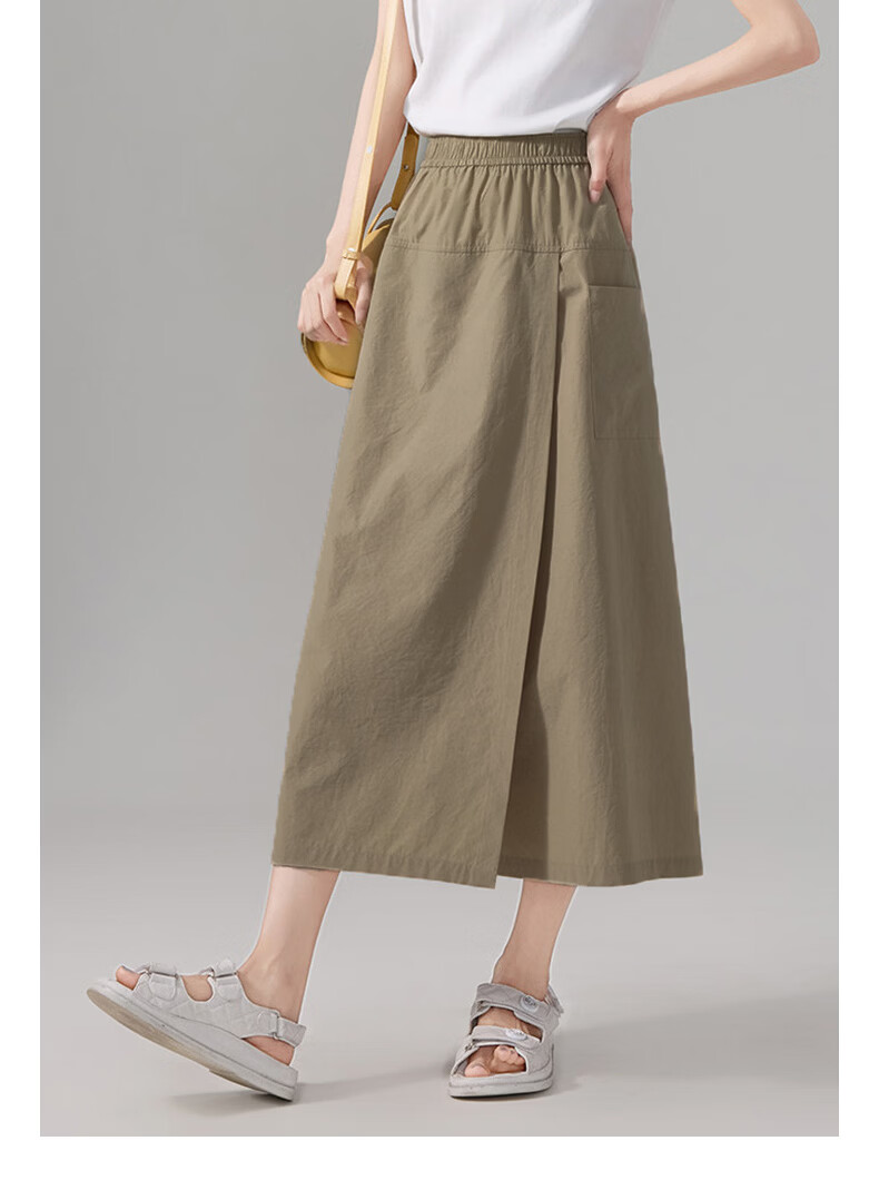 Langsha Yamamoto Women's Skirt Pants Summer 2026 New High Waist Slim A-Line Skirt Cargo Loose Casual Ice Silk Wide-Leg Pants 22