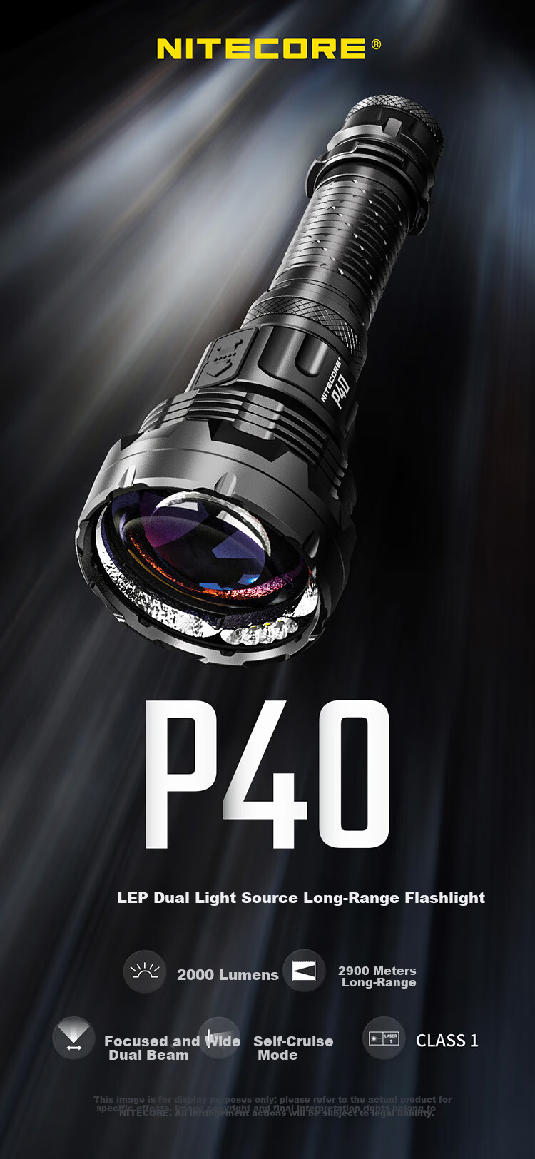 NITECORE P40 Dual Light Source Long-Range LED Flashlight Outdoor High Brightness High Power 1