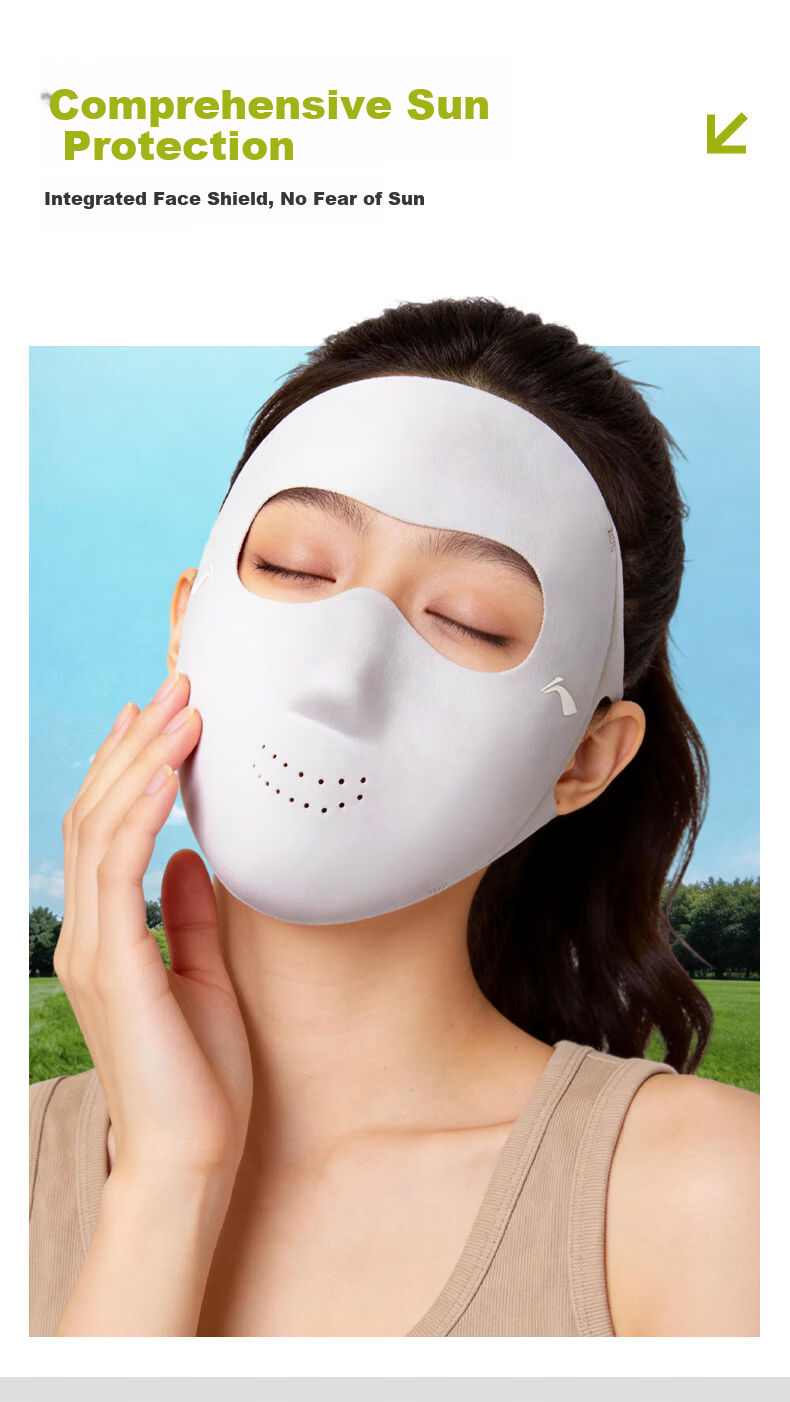 LI-NING Women's UV Protection Full Face Sun Mask Lightweight Seamless Breathable Outdoor Running Sunshade Mask 9