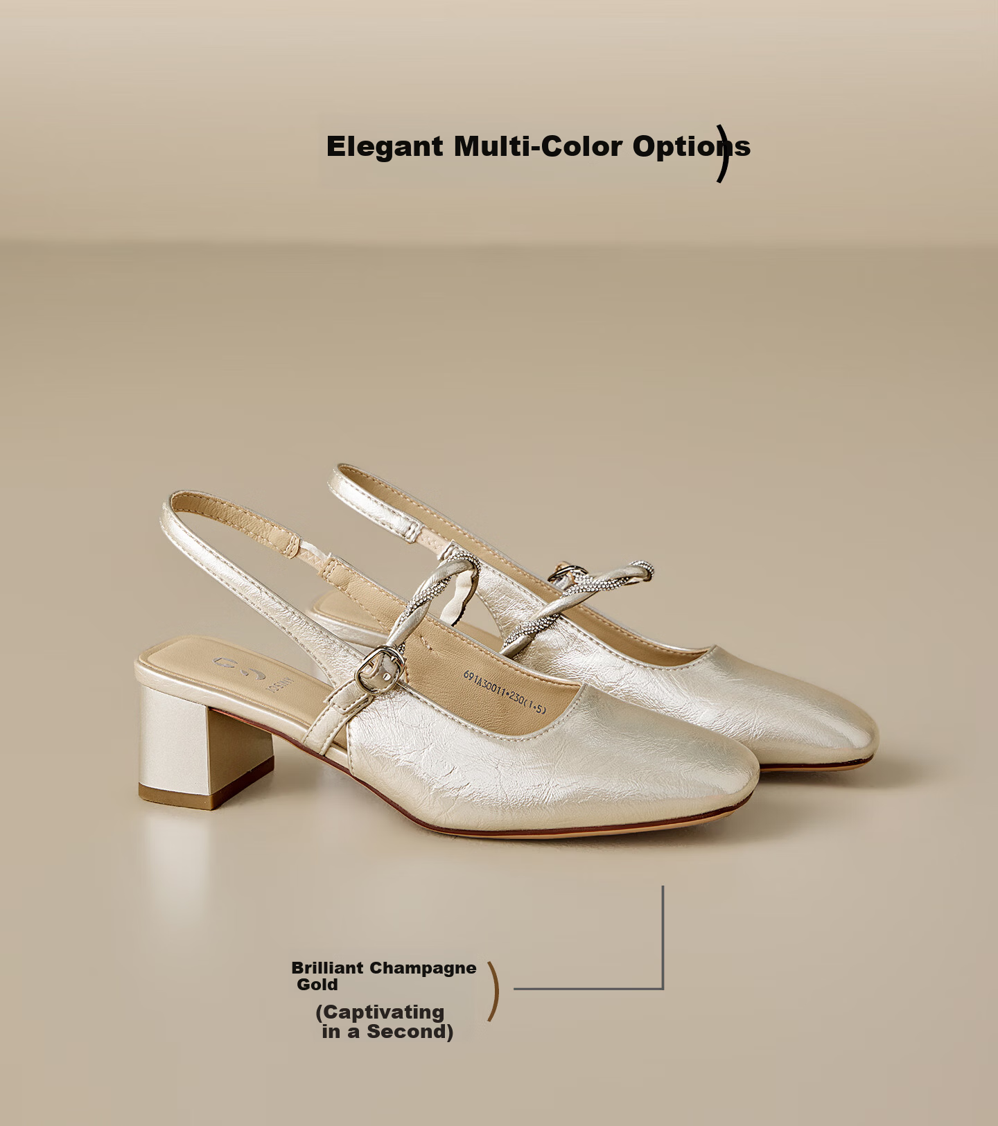Josiny Mary Jane Shoes Women 2026 Spring New French Style Backless High Heels with Skirt Versatile Single Shoes Champagne Gold Size 35 5