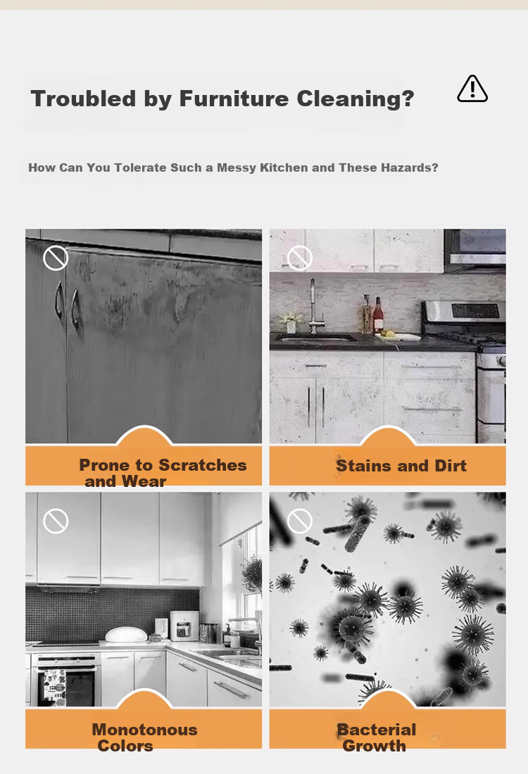Qinghua Kitchen Oil-Proof Sticker Countertop Protective Film High-Temperature Resistant Wall Sticker Aluminum-Coated Wallpaper Golden White 60x300cm 5