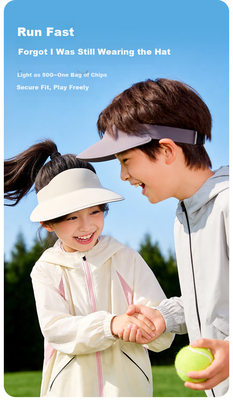 GOLOVEJOY Kids Sun Protection Hat Unisex Summer Outdoor UV Protection Open-Top Sun Hat Black 6