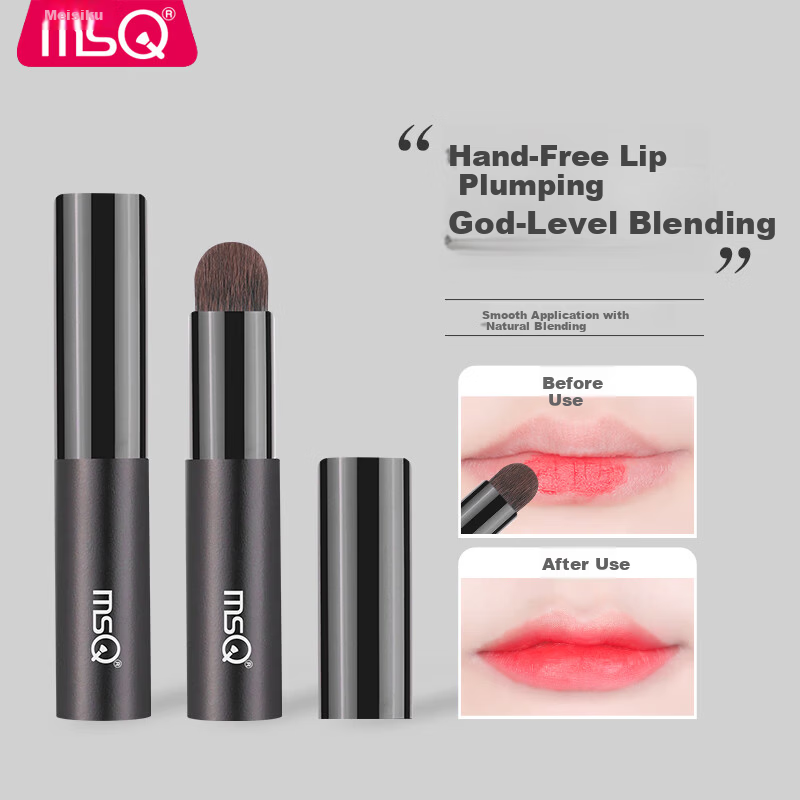 MSQ Mini Portable Lip Brush with Cap Round Head Lipstick Brush Mini Concealer Brush Lip Balm Blending Lip Mud Lip Gloss