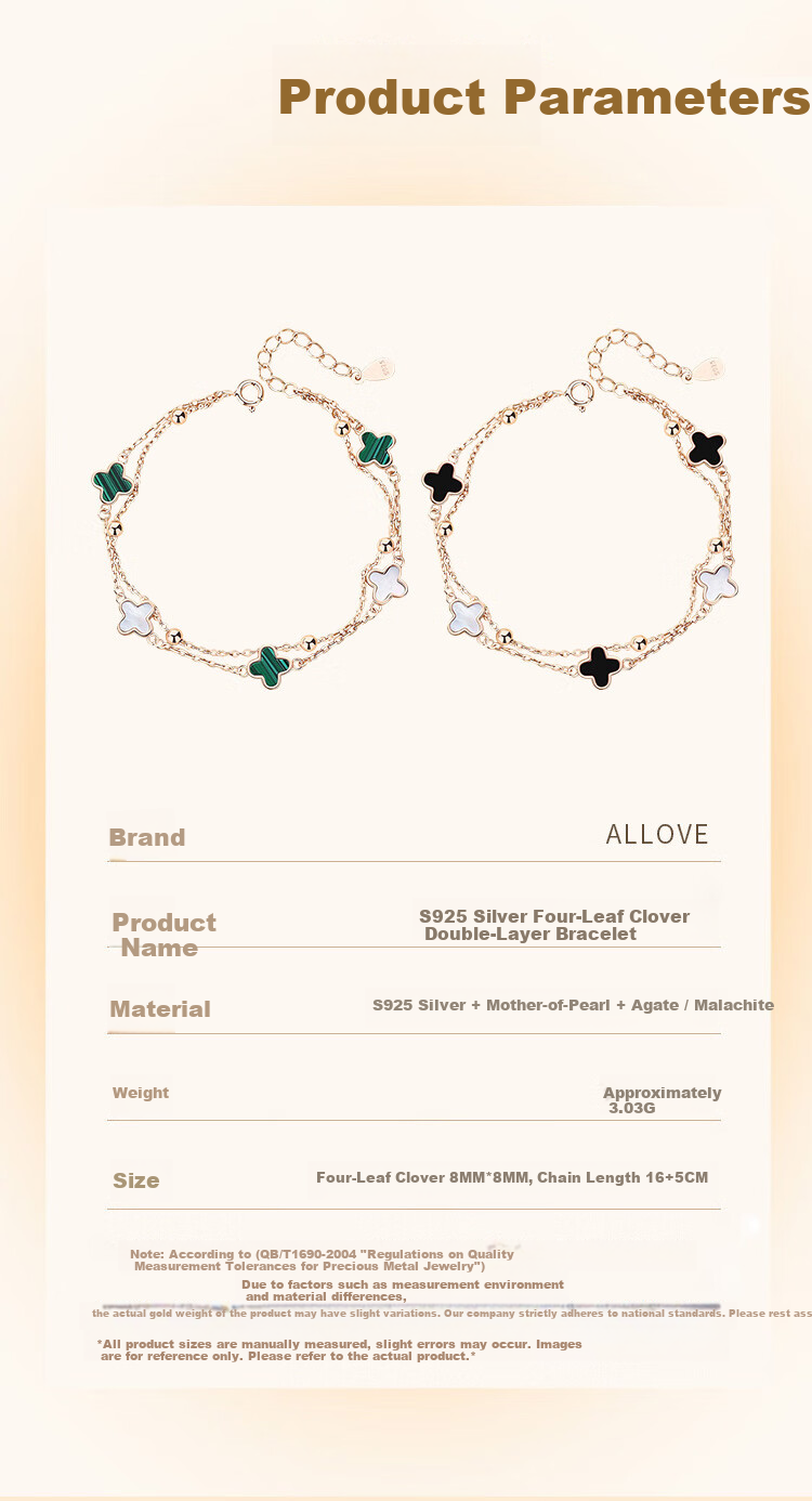 ALLOVE Four-Leaf Clover Sterling Silver Bracelet for Women 2026 New Jewelry Birthday 520 Valentine's Day Gift for Girlfriend Wife 6