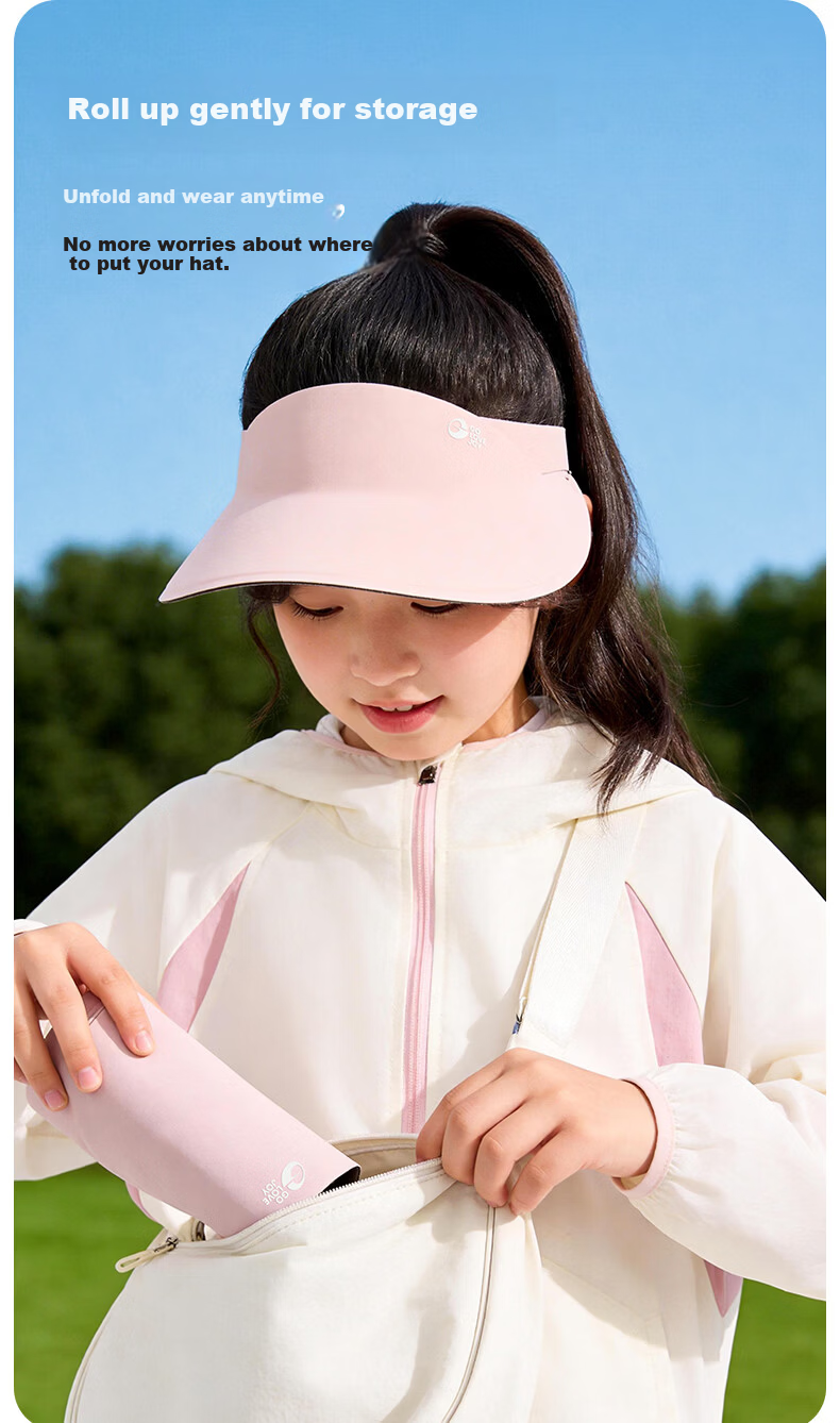GOLOVEJOY Kids Sun Protection Hat Unisex Summer Outdoor UV Protection Open-Top Sun Hat Black 7