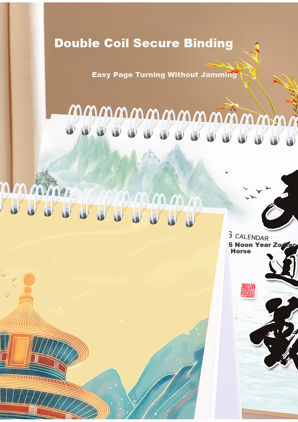 Langjie 2026 Desk Calendar Horse Year Large Grid Writing Planner Office Desktop Calendar Customizable 9