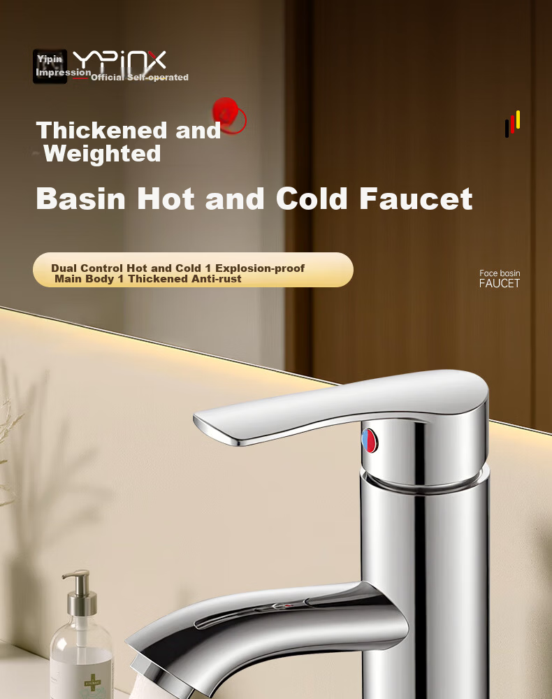 Yipinyinxiang Bathroom Faucet, Hot And Cold Basin Tap, Double Or Triple Hole Washbasin Faucet, Bathroom Tap 4