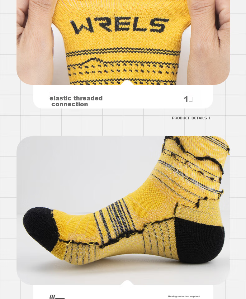 Riels Merino Wool Socks Unisex High Tube Marathon Hiking Running Thick Terry Anti-Odor Breathable Sports Socks 17