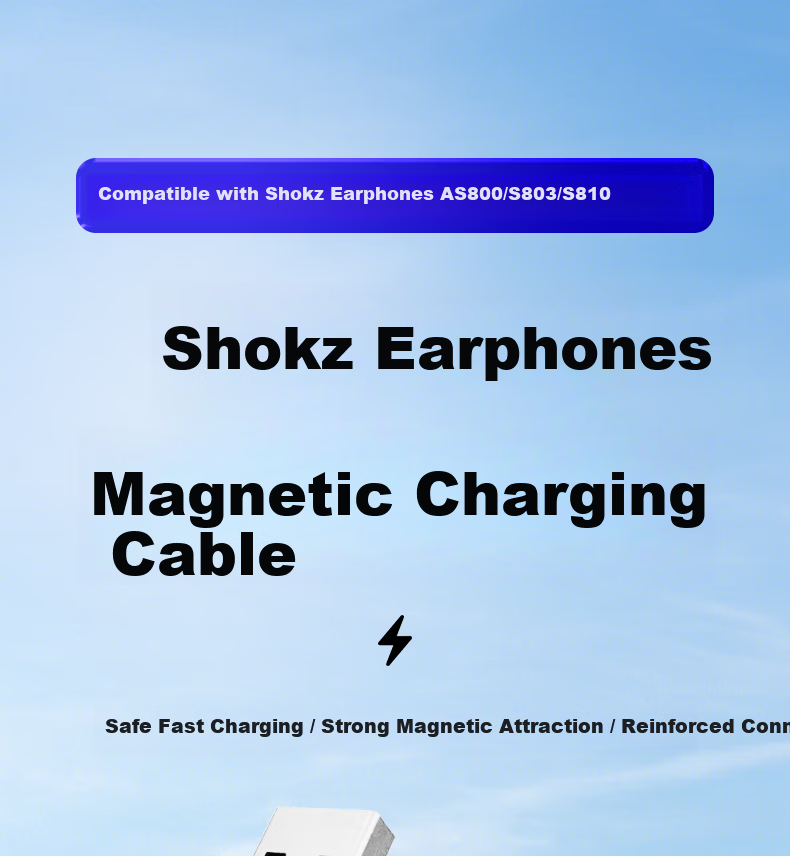 ESCASE Charging Cable for Shokz Bone Conduction Headphones S810/S803/AS800/OpenRun Pro/ASC100/102 Magnetic Type-C Charger Cable 1