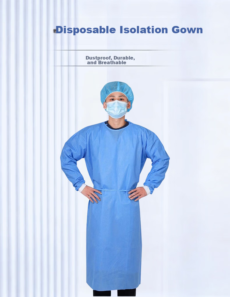 Beifute Disposable Isolation Gown Protective Clothing Blue Reverse Thickened SMS Non-woven Isolation Suit SMS 45g [Thickened 10 Pieces] 1