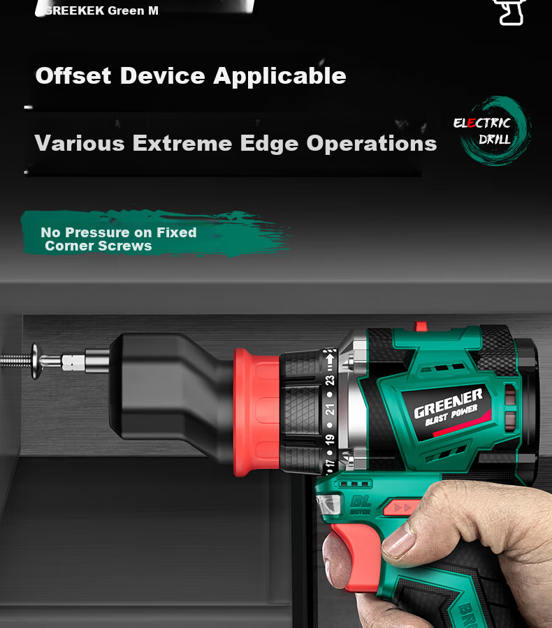 Greenlin 16.8V Brushless Cordless Drill 4-in-1 Multi-Function Lithium Battery Quick-Change Chuck Household Power Handheld Hammer Drill 5