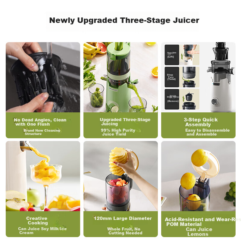 BLAUPUNKT Juicer Juice Extractor Pulp Separator Fruit and Vegetable Juicer Household Automatic Blender with Juice Container Ice Cream Maker White