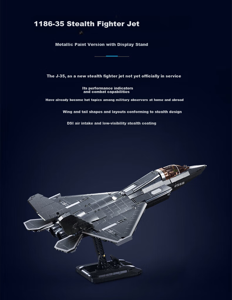 Lianhechuangxiang Children's Day Boys' Compatible LEGO China Military Building Blocks J-35 Fighter Jet Toy Birthday Gift 6