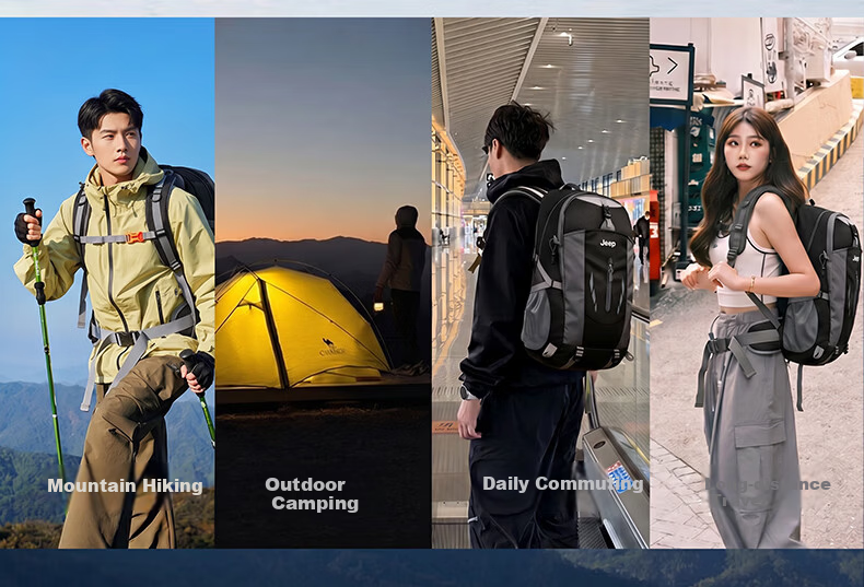 JEEP Men's Backpack Outdoor Professional Hiking Mountaineering Multifunctional Large Capacity Lightweight Water-Resistant Travel Bag 2
