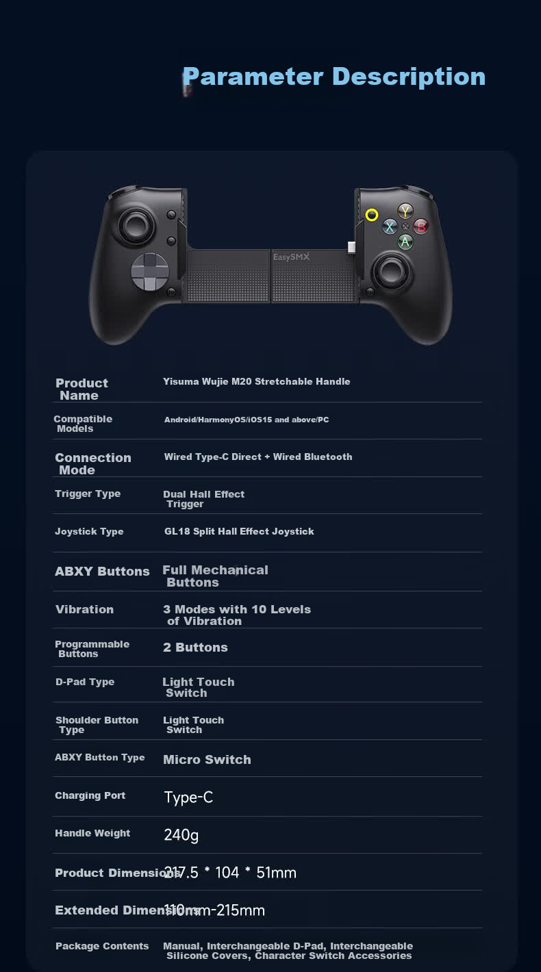 EasySMX Yisuoma Wujie M20 Wireless Streaming Cloud Gaming Dual-Mode Mobile Gamepad for Android iPad Delta Peripheral Mobile Game Genshin Impact King of Glory PC 22