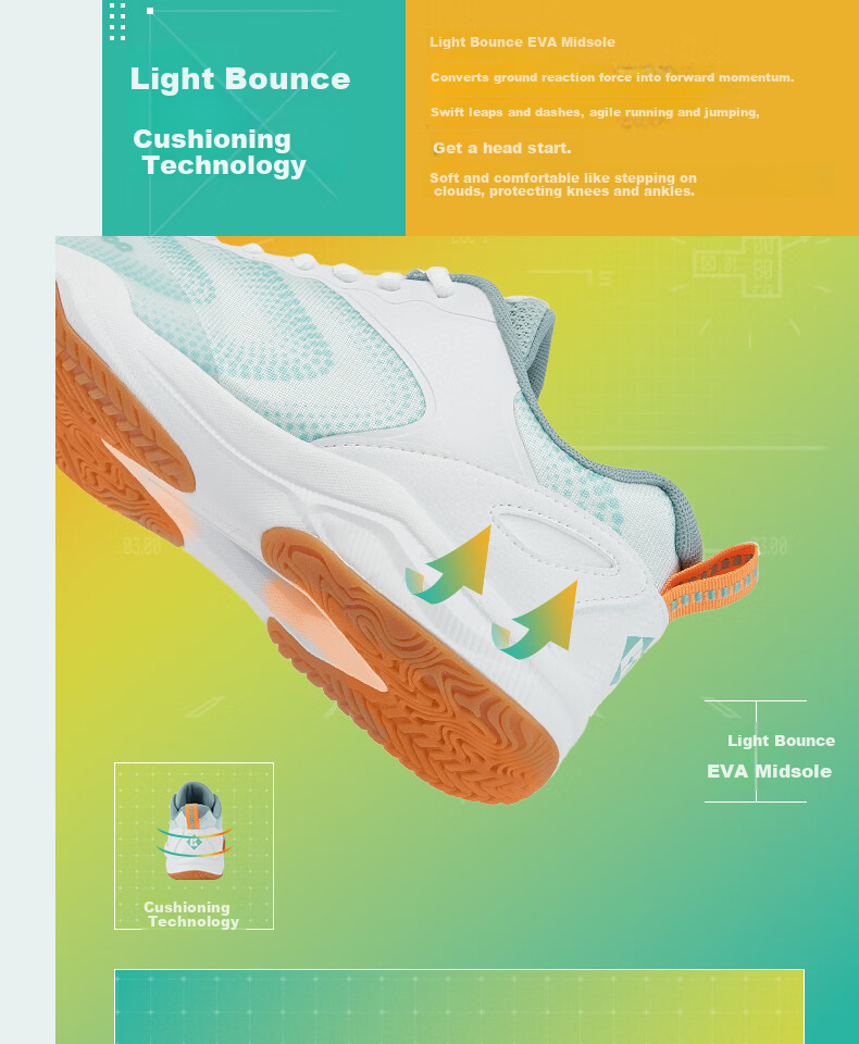 KUMPOO 26th Anniversary New Badminton Shoes Durable Non-slip Breathable Sports Shoes KH-E315 White/Blue Size 41 5