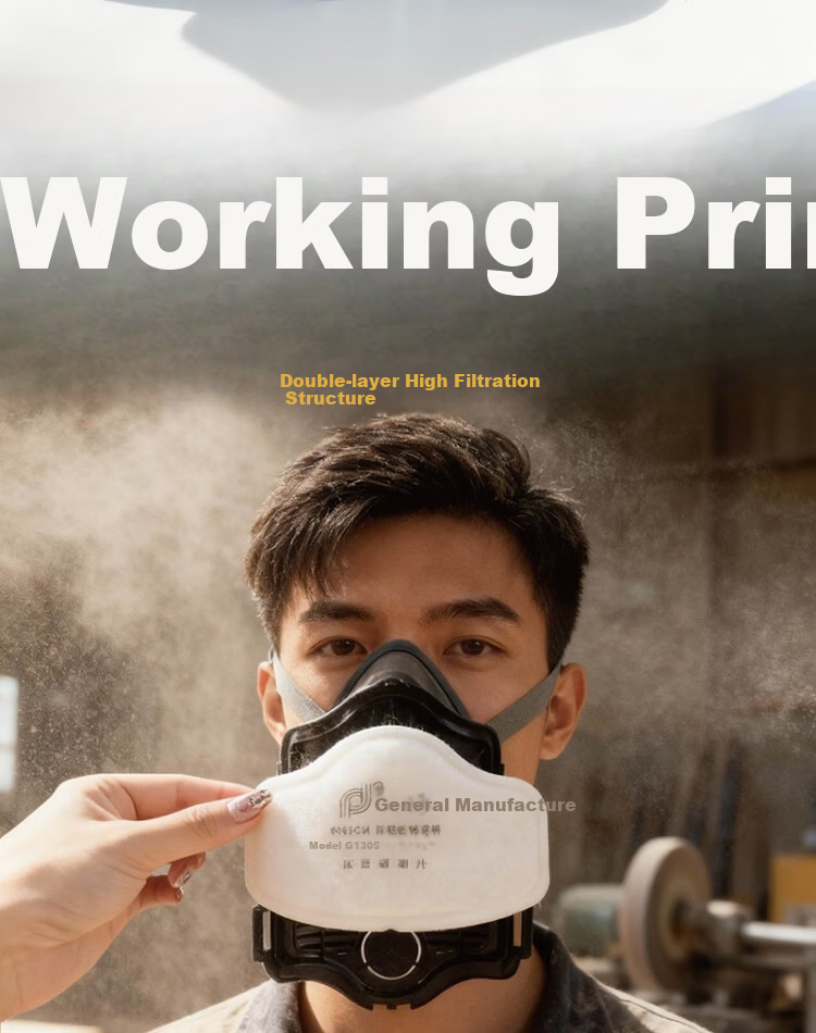 Puda Dust Mask, Heavy-Duty Grinding Face Shield for Industrial Dust, Welding, Renovation, Painting, Coal Mining, Cement, Smog And Droplet Protection, Liquid Silicone Mask FC-8017 with 20 Filter Pads Included 7
