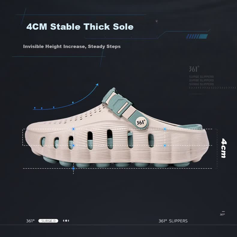 361° Men's Sport Sandals Thick Sole Outdoor Non-Slip Breathable Closed-Toe Beach Slippers 12