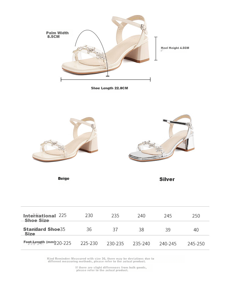ZHR Zese Women's Summer Elegant Style Chunky Heel Single Strap Sandals French Style Outdoor Shoes KN137 Silver Size 39 4