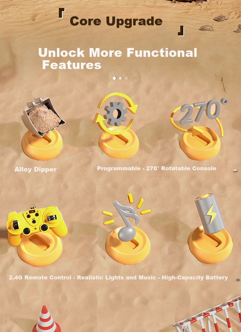 LIVING STONES Alloy Remote Control Excavator Toy for Boys Aged 3-14, Electric Digger Construction Vehicle, Birthday And Children's Day Gift 3