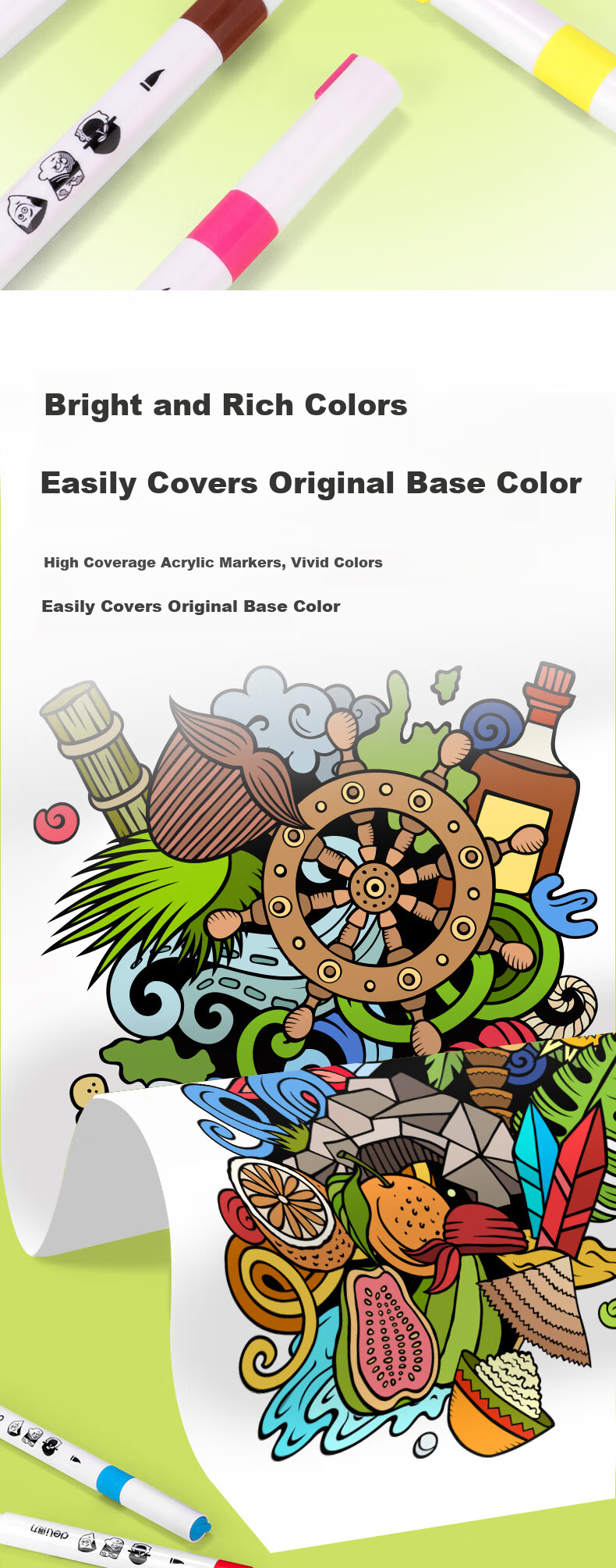 Deli 24-Color Children's Student PP Case Dual-Ended Thick and Thin Round Acrylic Markers Watercolor Pens Birthday Gift Waterproof Hand-Painted Fluorescent Graffiti Markers New Year Tree Doodle 4
