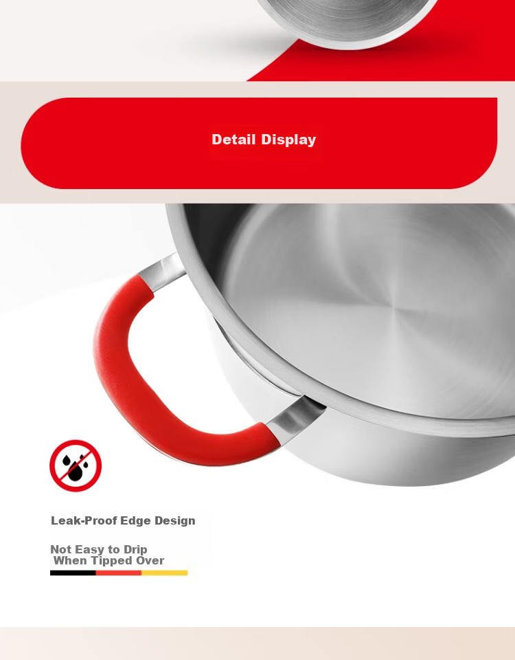 Fissler Little Red Handle Series 24cm Stainless Steel Double Handle Deep Soup Pot with Steel Lid 2
