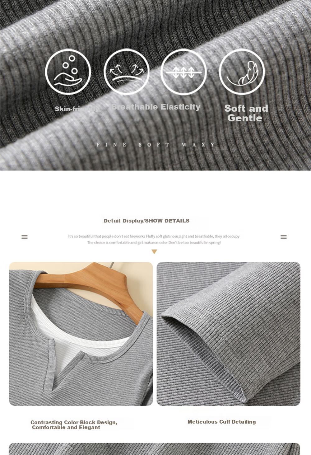 Modal Colorblock Layered Design Slim Fit Long Sleeve T-Shirt for Women New Slim Shoulder Slimming Top 8