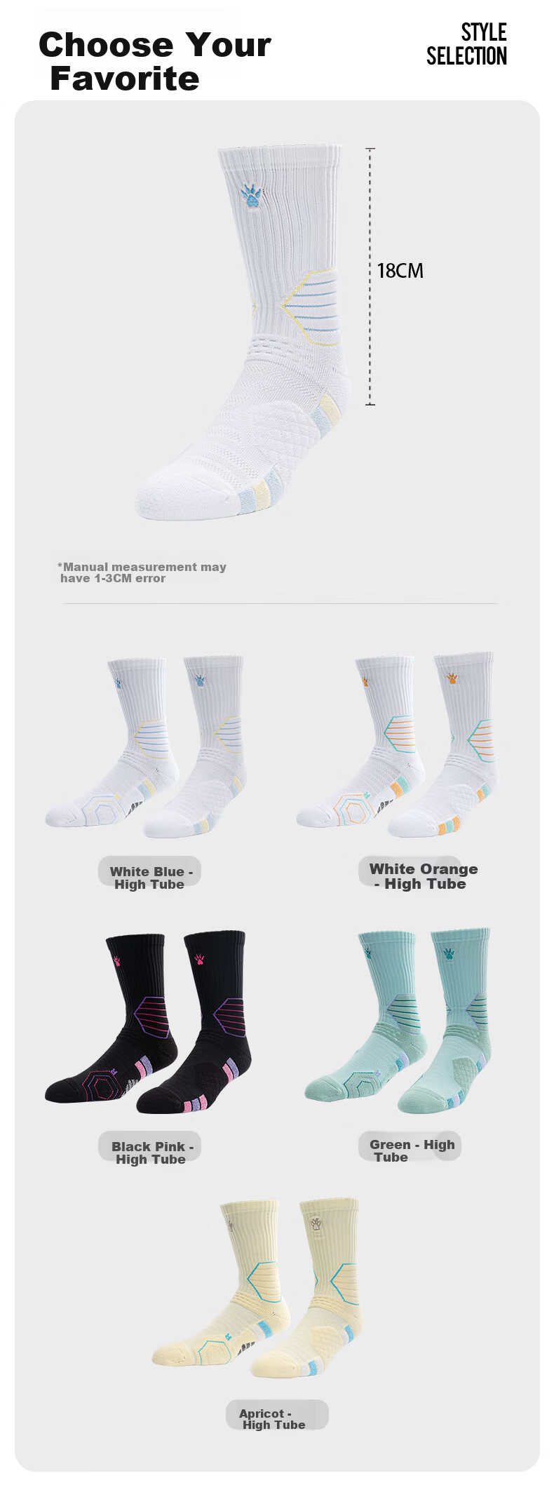 KELME Men's Basketball Socks Long Tube Professional Breathable Non-Slip Sports Training Socks Apricot One Size 10