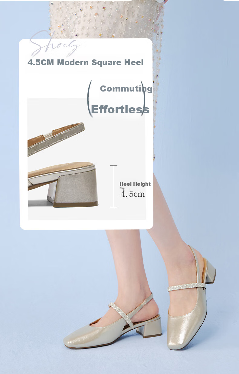BASTO 26 Summer Open Back Sandals Fashion Trendy Commuter Women's Shoes F5085BH6 Light Gold Size 39 9