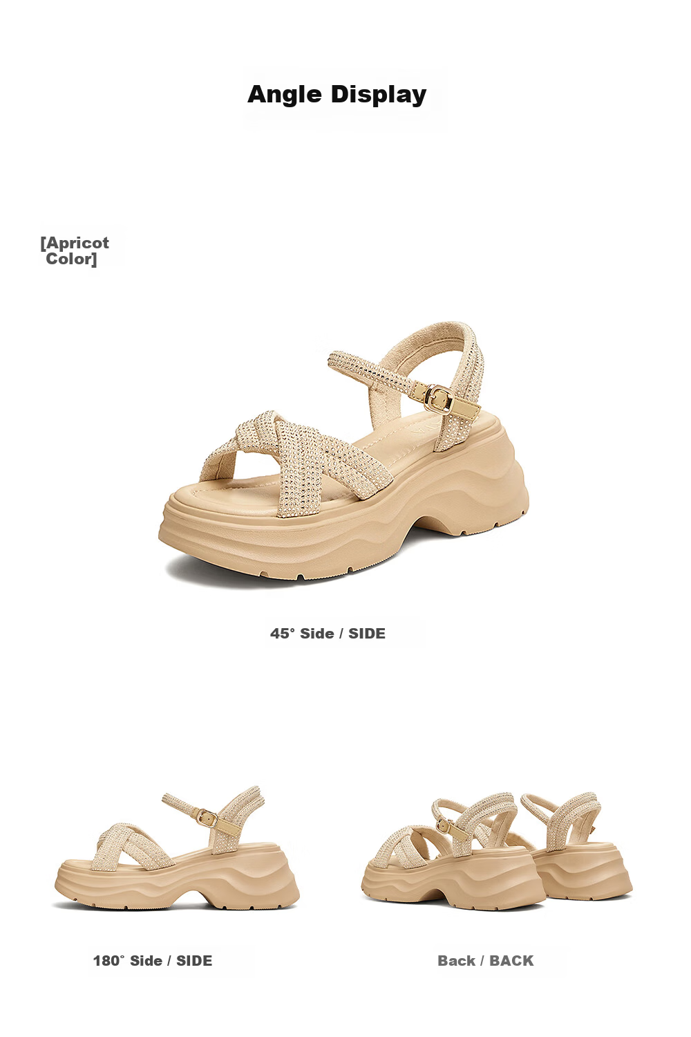 TATA Huang Shengyi Starry Sky Platform Sandals Women Beach Sandals CXT01BL6 Apricot 39 15