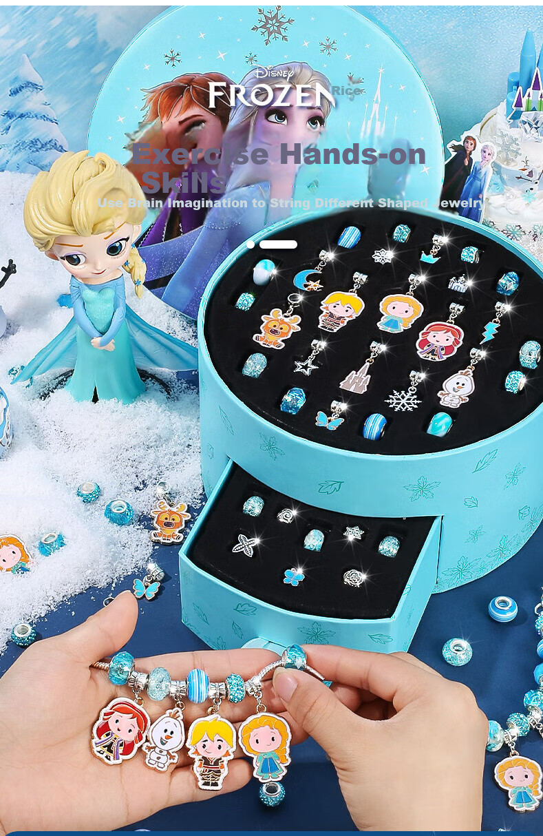 Disney Frozen Elsa DIY Landscape Dress-Up Gift Box Hair Clip Hair Accessories Bead Set for Girls Ages 3-9 Birthday Present 8