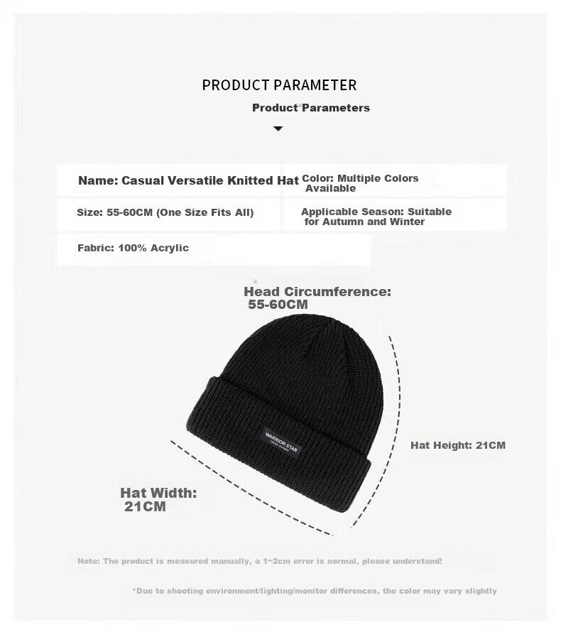 Huili Wool Hat And Gloves Set for Men, Autumn And Winter Two-Piece Warm Knitted Cap, Fashionable Trendy Brand Face-Slimming Cold Hat, Slouchy Beanie 1