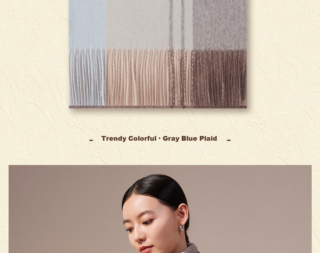 Shanghai Story [Upgraded High-Count Dense Thickened] New Pure Wool Plaid Scarf Gift for Mom New Year Birthday Gift for Girlfriend 8