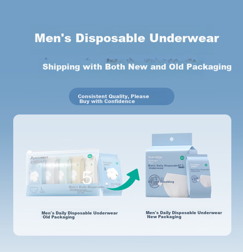 PurCotton Men's Disposable Cotton Boxer Briefs Travel Portable Business Trip Wash-Free Lint-Free 1