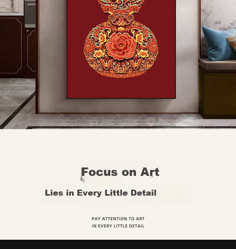 Yihuan Yu Gourd New Chinese Style Entryway Decorative Painting Vintage High-End Five Blessings Doorway Corridor Wall Art 6