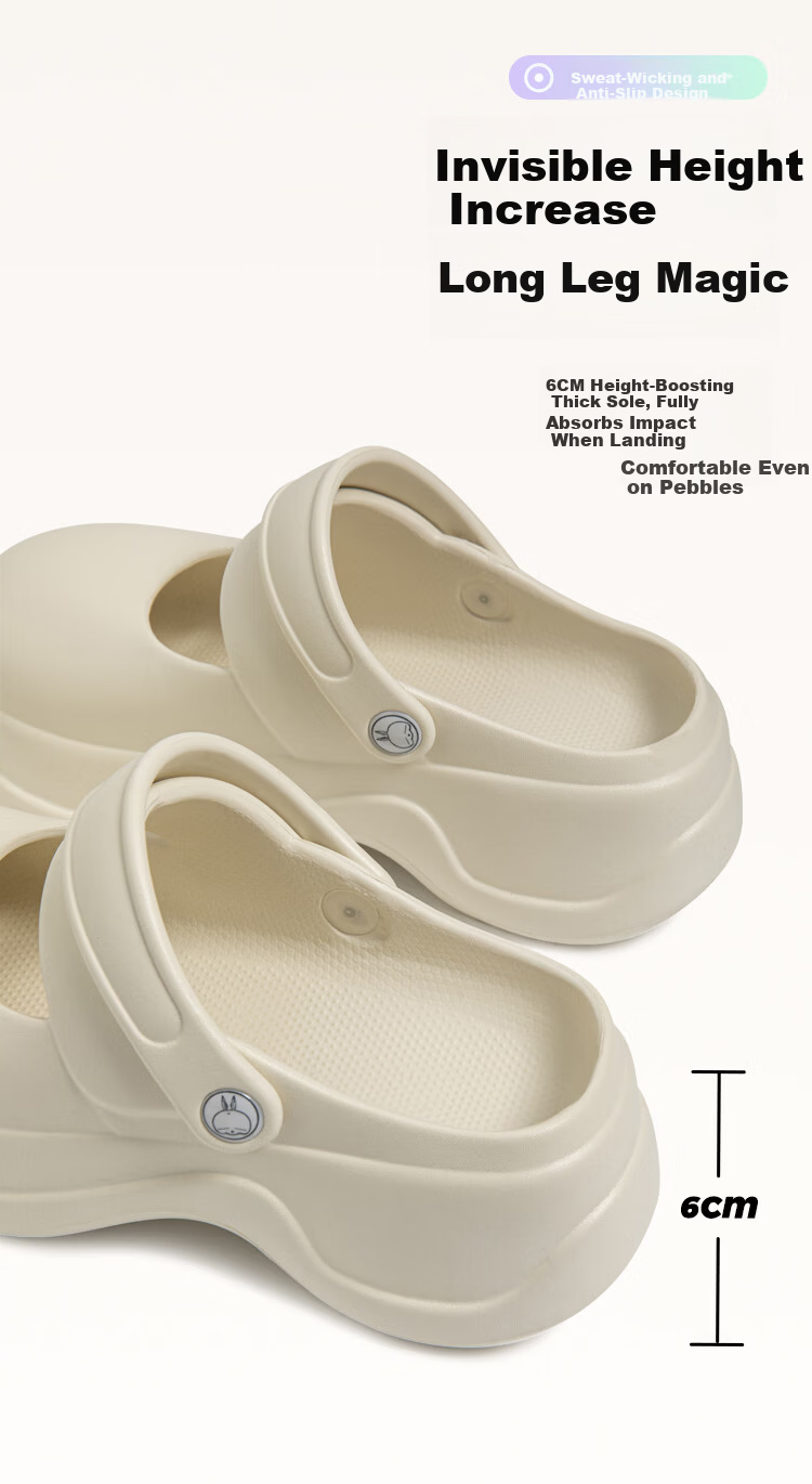 MashiMaro Mary Jane Clog Women's Thick Sole Height Increasing Closed Toe Sandals 7