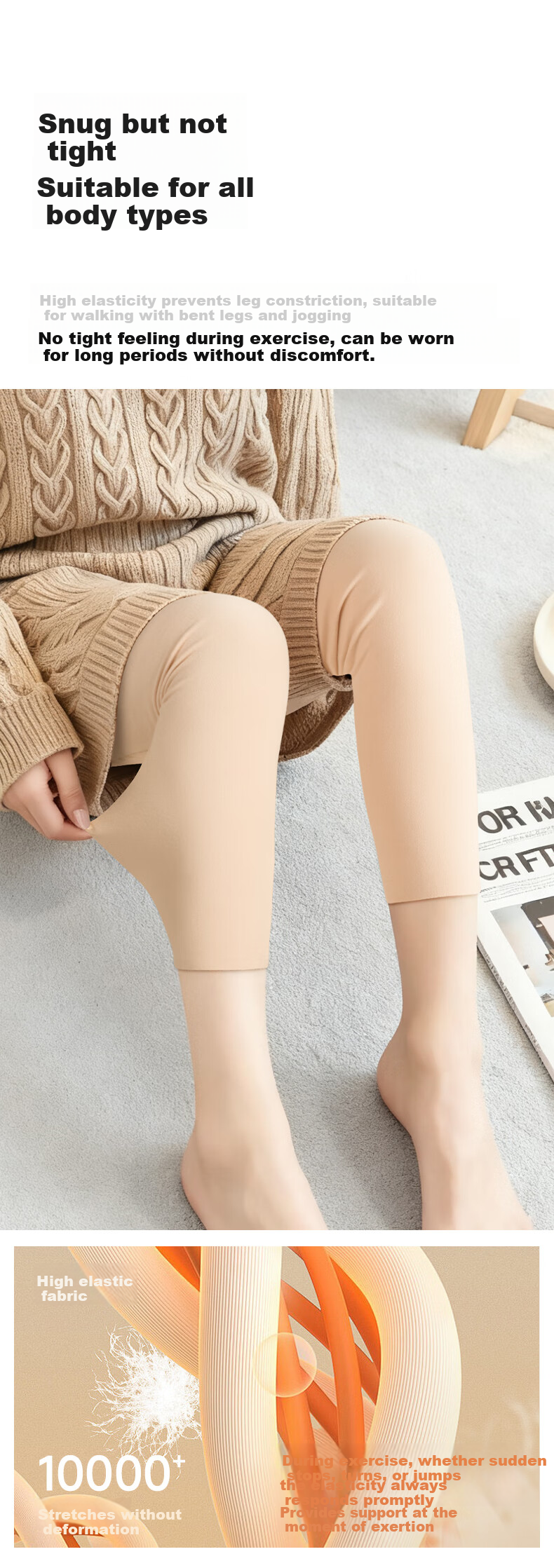 NAILEKESI N Thermal Knee Brace Extended Women's Calf Over-Knee Warmers German Velvet Leg Warmers for Cold Legs Arthritis Winter 3