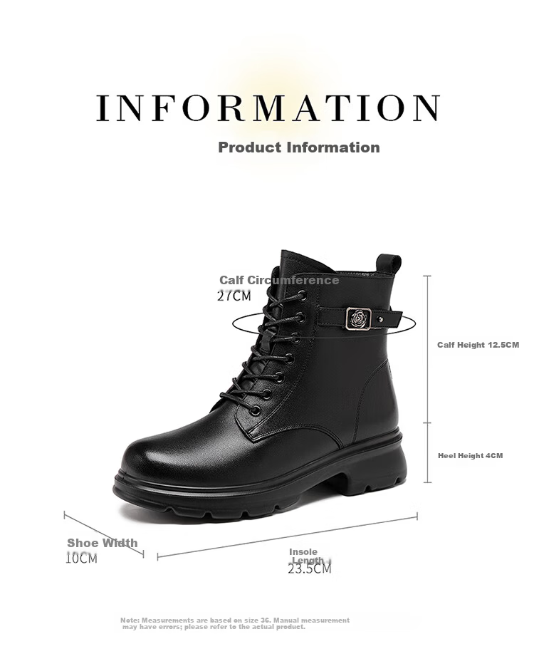 Red Dragonfly Women's Martin Boots Winter British Style Soft Cotton Plush High-top Ankle Boots WTC457131C Black Size 35 8