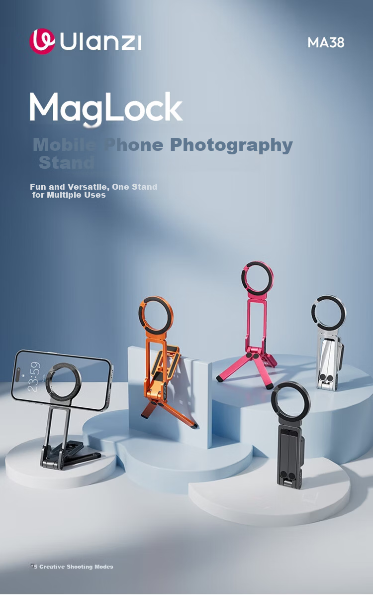 Ulanzi MA57 Carabiner Magsafe Phone Holder Portable Photography Tripod Compatible with iPhone Apple Android Desktop Selfie Stick 1