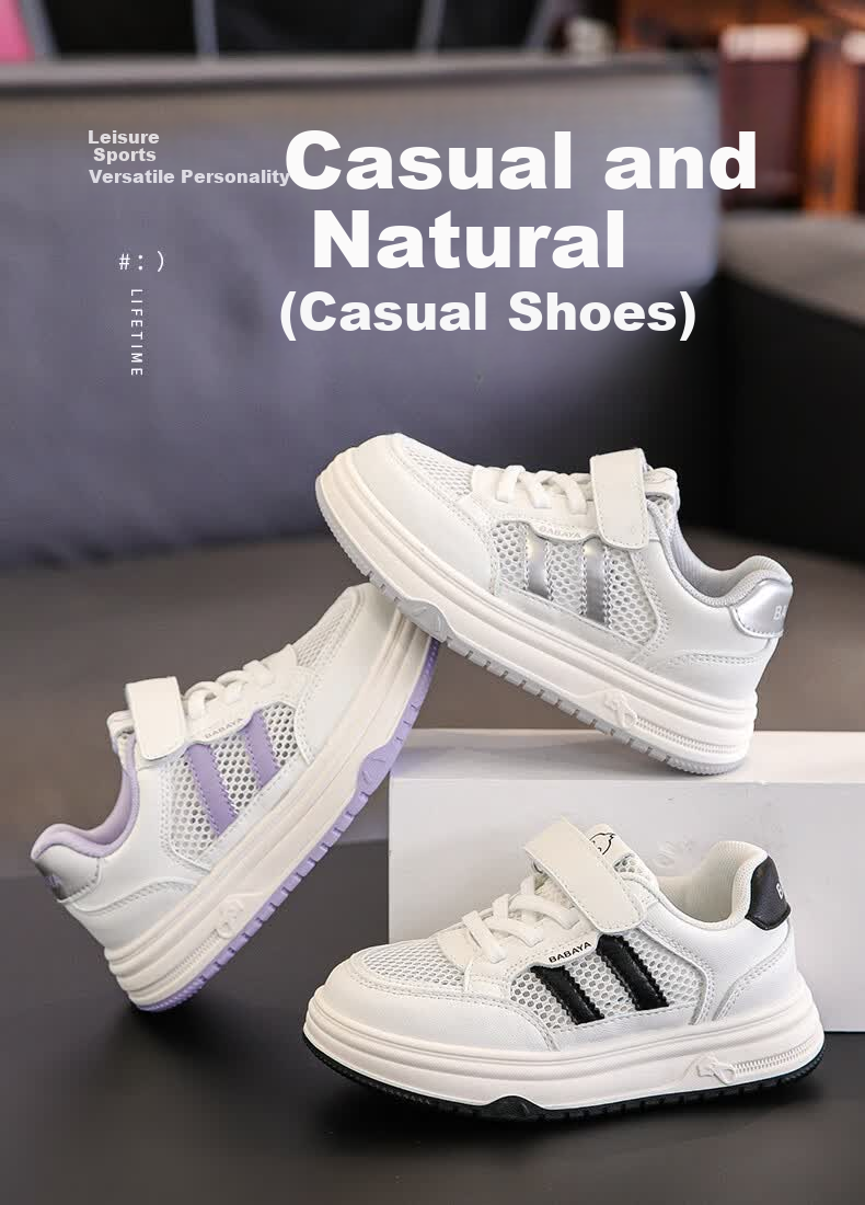 Baba Duck Kids Sports Shoes Summer Single Mesh Breathable Girls Low-top Sneakers Versatile Boys White Shoes 51928 Silver Size 27 1