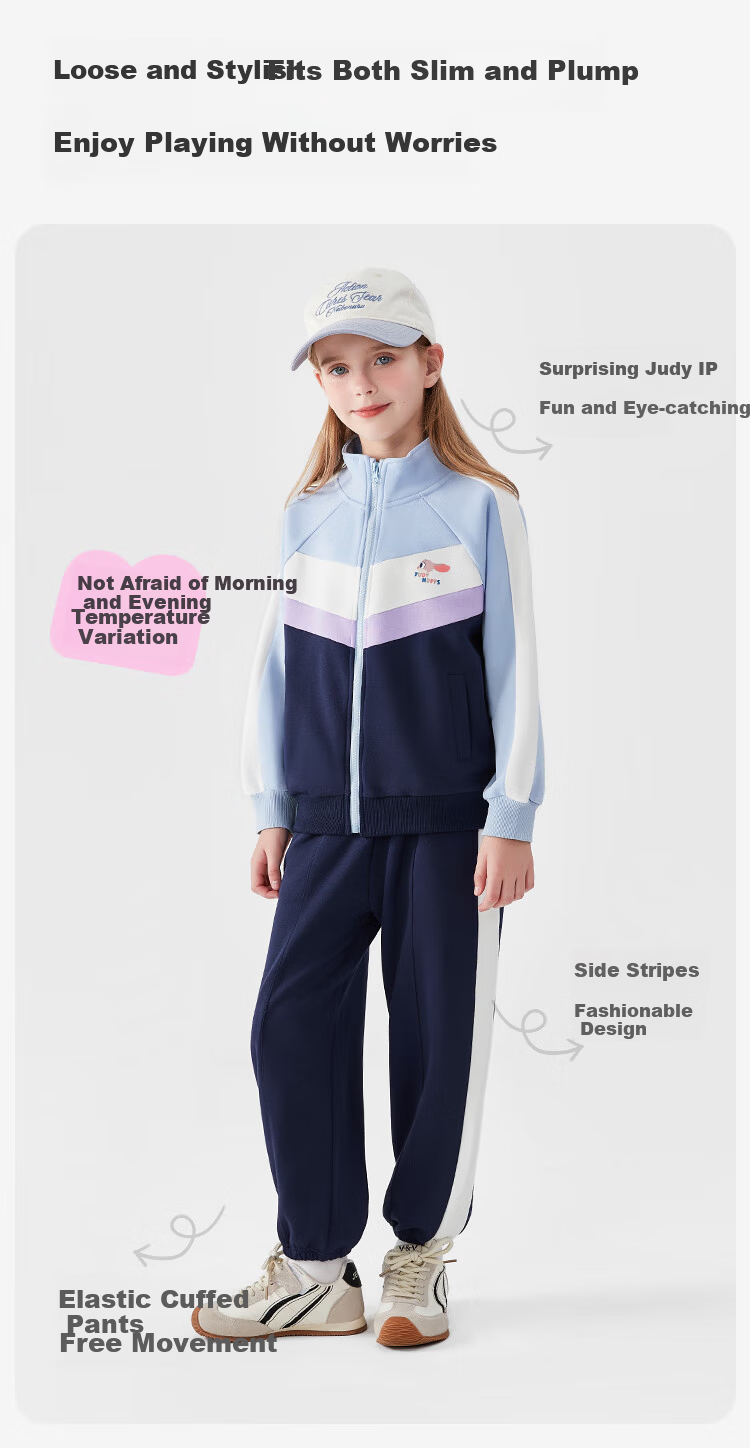 Disney Girls' Spring Outfit Fashionable Sportswear Set Zootopia Jacket and Pants Size 160 1